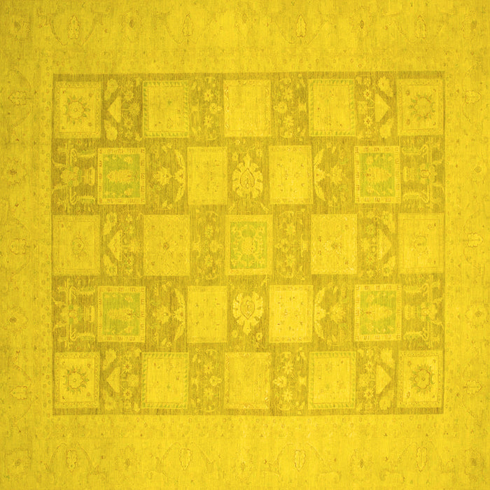 Square Machine Washable Abstract Yellow Modern Rug, wshabs2663yw