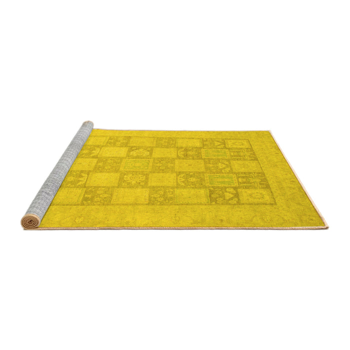 Sideview of Machine Washable Abstract Yellow Modern Rug, wshabs2663yw