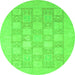 Round Machine Washable Abstract Green Modern Area Rugs, wshabs2663grn