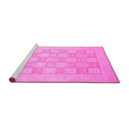 Sideview of Machine Washable Abstract Pink Modern Rug, wshabs2663pnk