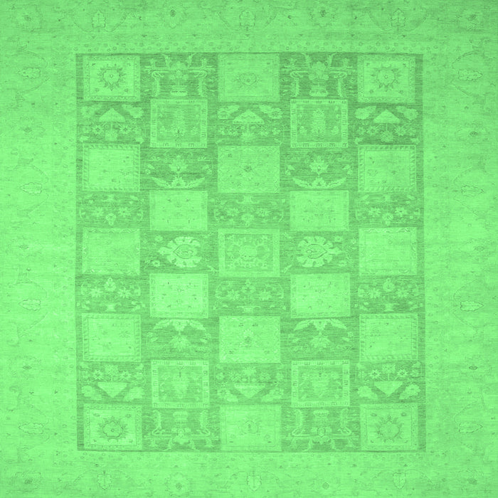 Square Machine Washable Abstract Emerald Green Modern Area Rugs, wshabs2663emgrn