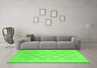 Machine Washable Abstract Green Modern Rug, wshabs2663grn