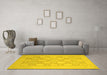 Machine Washable Abstract Yellow Modern Rug in a Living Room, wshabs2663yw