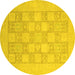 Round Machine Washable Abstract Yellow Modern Rug, wshabs2663yw