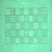 Square Abstract Turquoise Modern Rug, abs2663turq