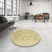 Round Machine Washable Abstract Metallic Gold Rug in a Office, wshabs2663