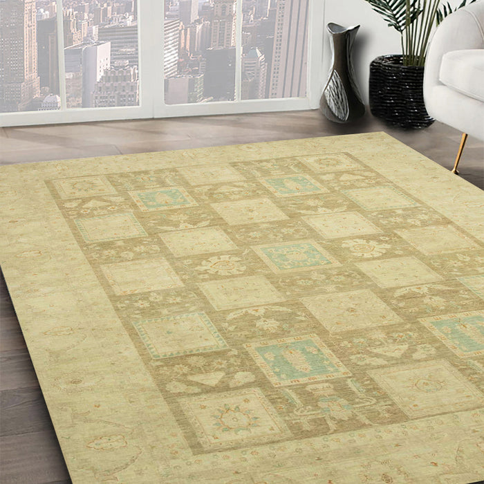 Abstract Metallic Gold Modern Rug in Family Room, abs2663