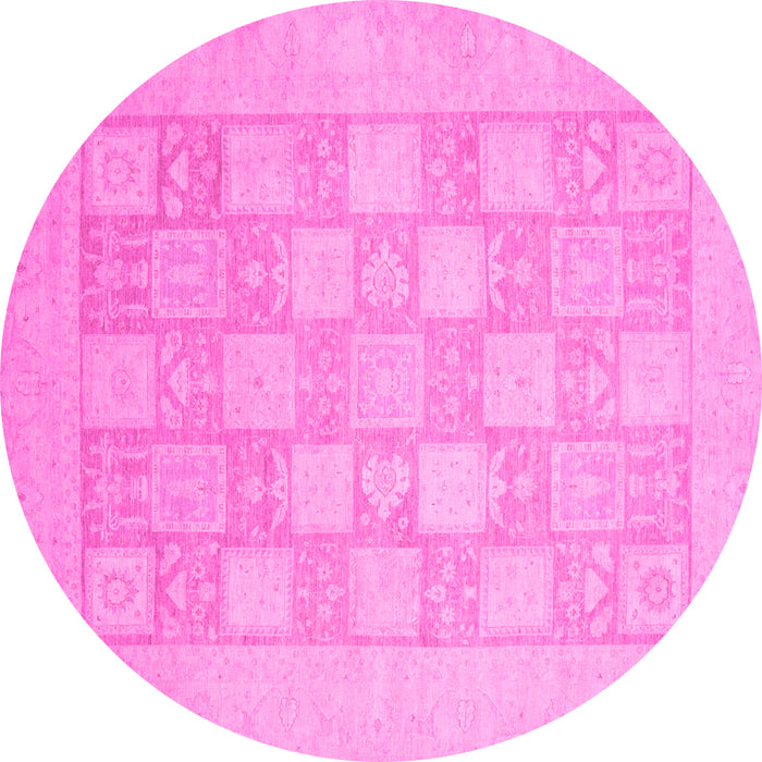 Round Abstract Pink Modern Rug, abs2663pnk