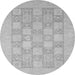 Round Abstract Gray Modern Rug, abs2663gry