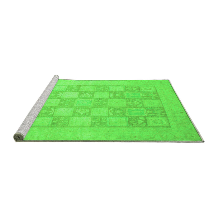 Sideview of Machine Washable Abstract Green Modern Area Rugs, wshabs2663grn