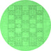 Round Abstract Emerald Green Modern Rug, abs2663emgrn