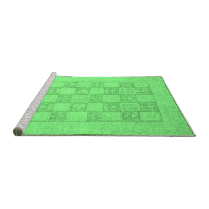 Sideview of Machine Washable Abstract Emerald Green Modern Area Rugs, wshabs2663emgrn