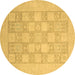 Round Abstract Brown Modern Rug, abs2663brn