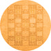 Round Machine Washable Abstract Orange Modern Area Rugs, wshabs2663org