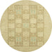 Round Machine Washable Abstract Metallic Gold Rug, wshabs2663