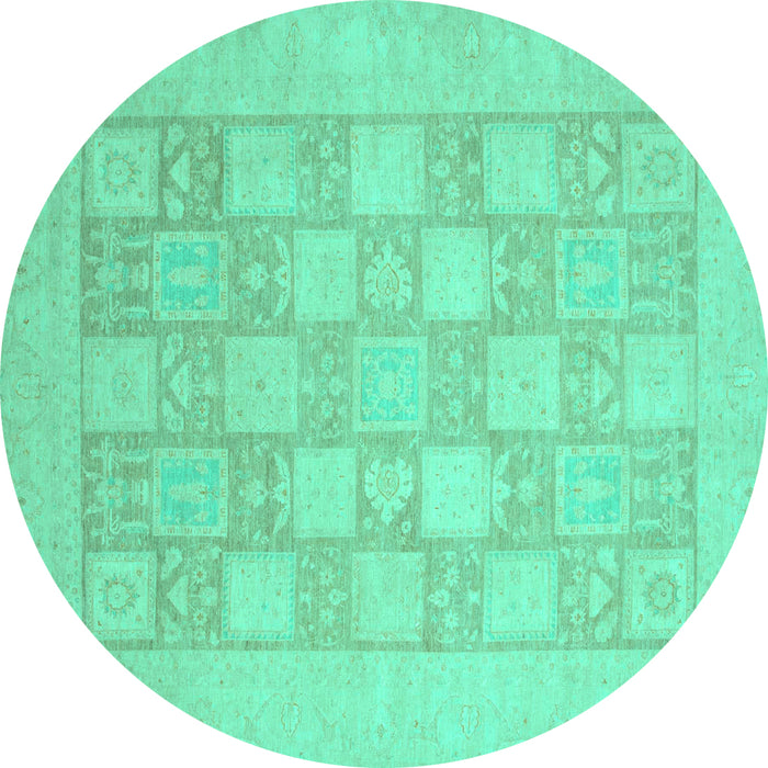Round Abstract Turquoise Modern Rug, abs2663turq