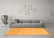 Machine Washable Abstract Orange Modern Area Rugs in a Living Room, wshabs2663org