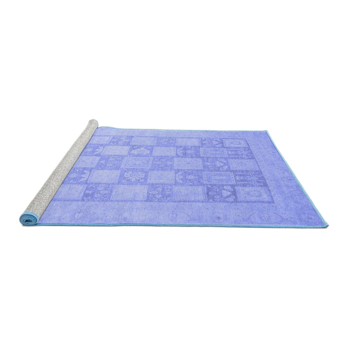 Sideview of Machine Washable Abstract Blue Modern Rug, wshabs2663blu