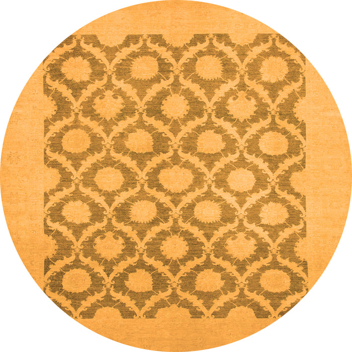 Round Oriental Orange Traditional Rug, abs2664org
