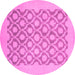 Round Machine Washable Oriental Pink Traditional Rug, wshabs2664pnk