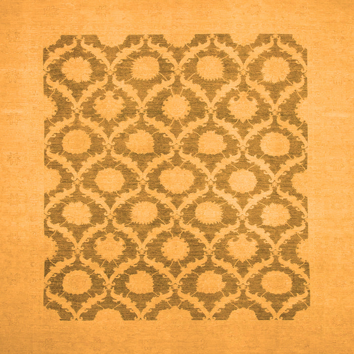 Square Machine Washable Oriental Orange Traditional Area Rugs, wshabs2664org