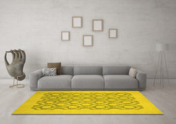 Machine Washable Oriental Yellow Traditional Rug in a Living Room, wshabs2664yw