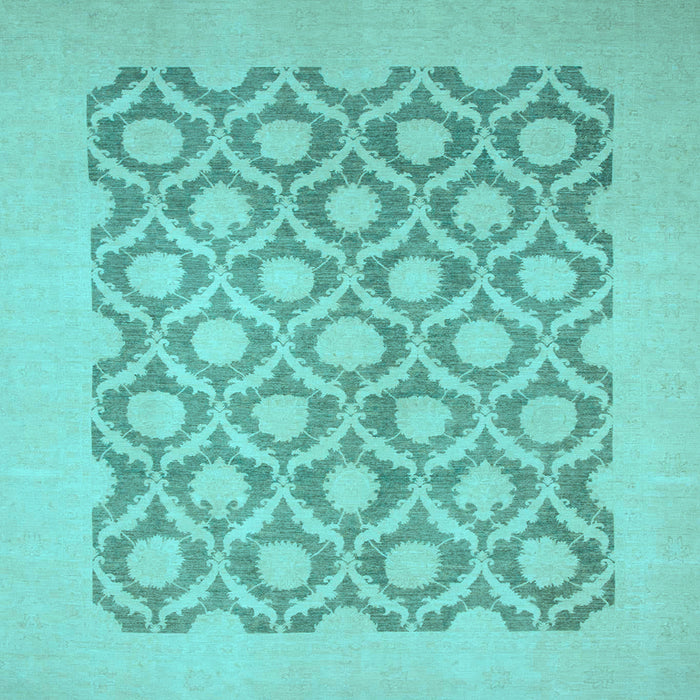 Square Machine Washable Oriental Light Blue Traditional Rug, wshabs2664lblu