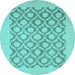 Round Machine Washable Oriental Light Blue Traditional Rug, wshabs2664lblu