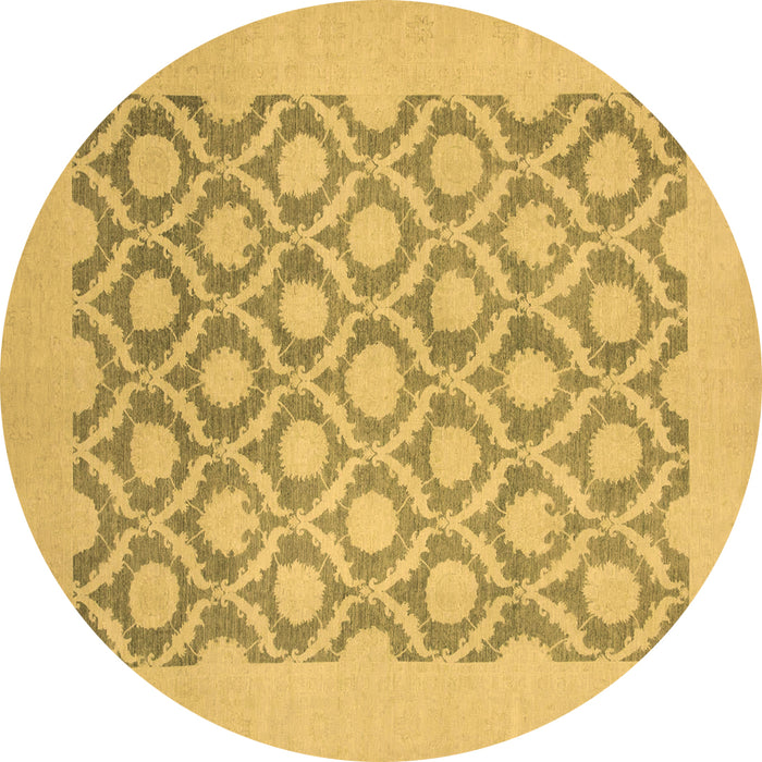 Round Machine Washable Oriental Brown Traditional Rug, wshabs2664brn