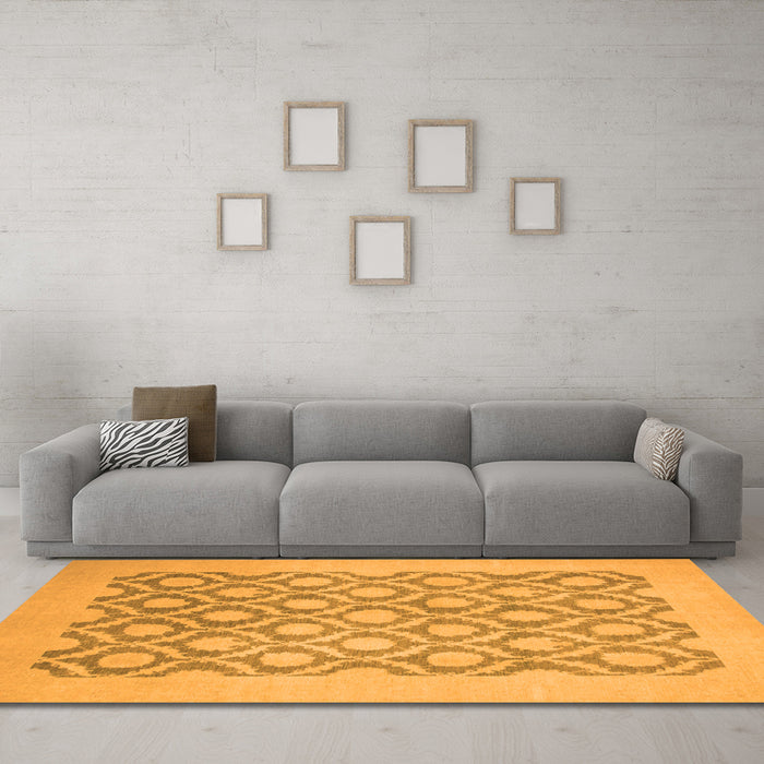 Machine Washable Oriental Orange Traditional Area Rugs in a Living Room, wshabs2664org