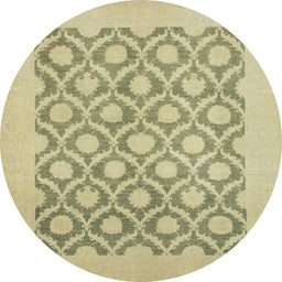 Round Abstract Copper Green Oriental Rug, abs2664