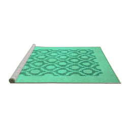 Sideview of Machine Washable Oriental Turquoise Traditional Area Rugs, wshabs2664turq