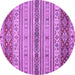 Round Abstract Purple Modern Rug, abs2665pur