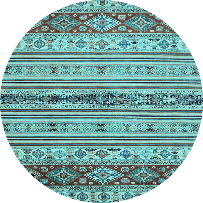 Round Abstract Light Blue Modern Rug, abs2665lblu