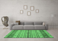 Machine Washable Abstract Emerald Green Modern Rug, wshabs2665emgrn