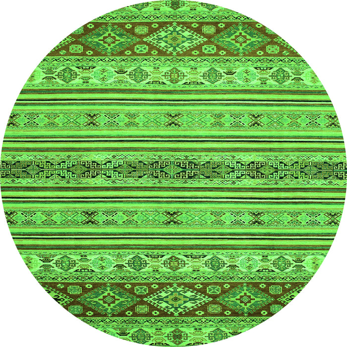 Round Abstract Green Modern Rug, abs2665grn