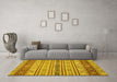 Machine Washable Abstract Yellow Modern Rug in a Living Room, wshabs2665yw