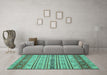 Machine Washable Abstract Turquoise Modern Area Rugs in a Living Room,, wshabs2665turq