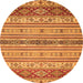 Round Machine Washable Abstract Orange Modern Area Rugs, wshabs2665org