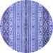 Round Abstract Blue Modern Rug, abs2665blu