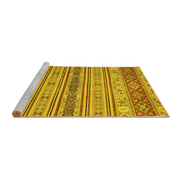 Sideview of Machine Washable Abstract Yellow Modern Rug, wshabs2665yw