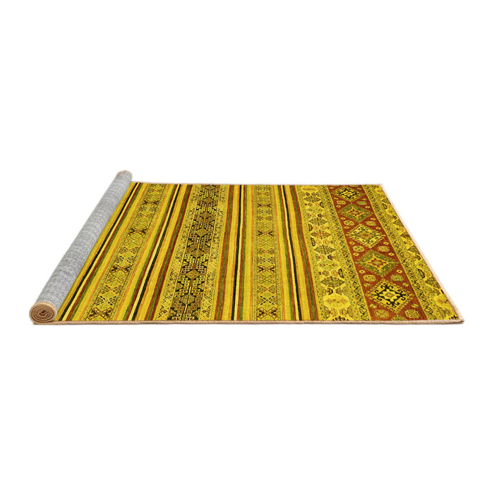 Sideview of Machine Washable Abstract Yellow Modern Rug, wshabs2665yw