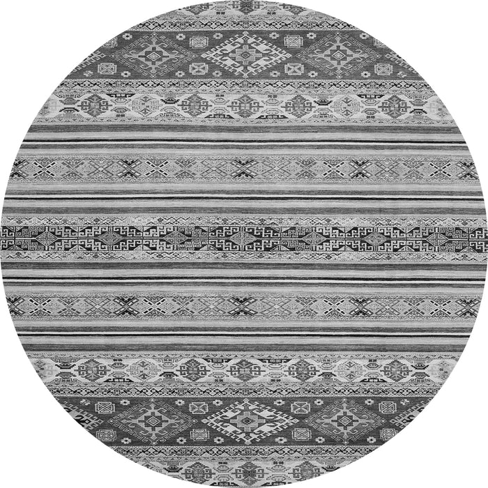 Round Machine Washable Abstract Gray Modern Rug, wshabs2665gry