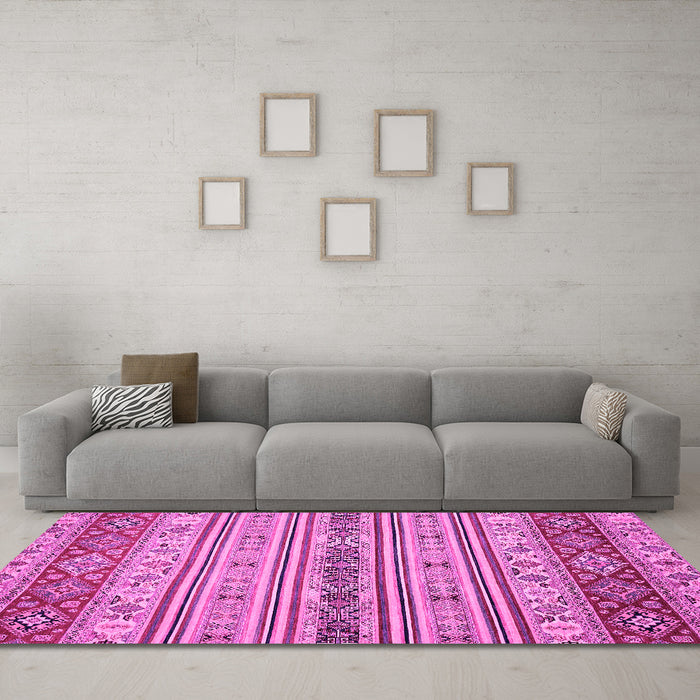 Machine Washable Abstract Pink Modern Rug in a Living Room, wshabs2665pnk