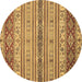 Round Abstract Brown Modern Rug, abs2665brn