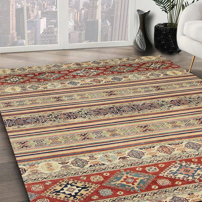 Machine Washable Abstract Chestnut Brown Rug in a Family Room, wshabs2665