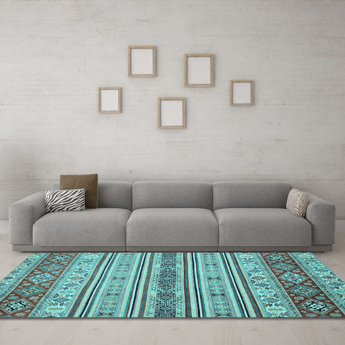 Machine Washable Abstract Light Blue Modern Rug in a Living Room, wshabs2665lblu