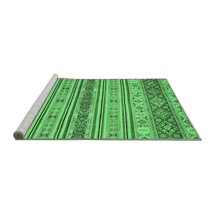 Sideview of Machine Washable Abstract Emerald Green Modern Area Rugs, wshabs2665emgrn