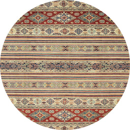 Round Machine Washable Abstract Chestnut Brown Rug, wshabs2665