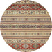 Round Machine Washable Abstract Chestnut Brown Rug, wshabs2665